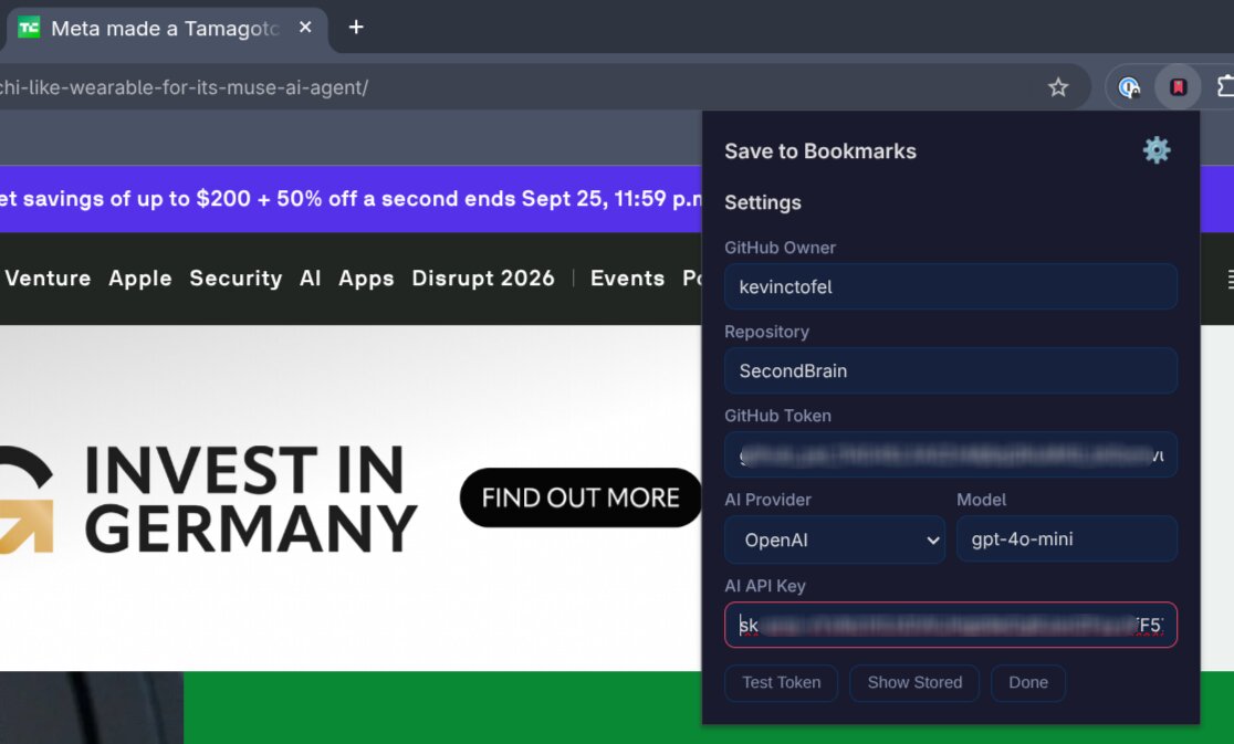 Bookmarks settings