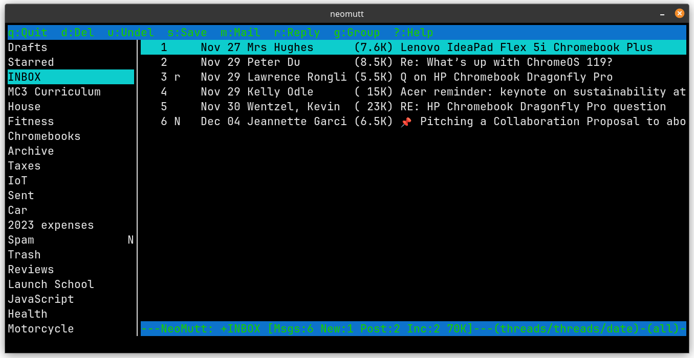 Neomutt email in the terminal